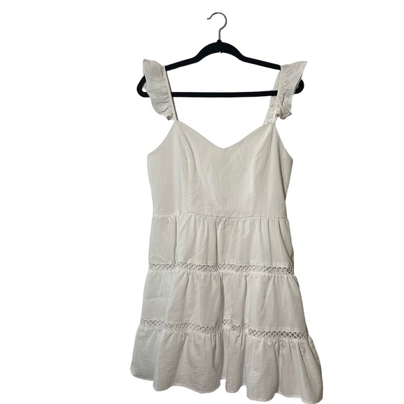 Altar’d State Tiered White flutter sleeve short dress - Picture 1 of 8